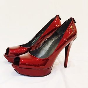 Stuart Weitzman Red Peep Toe Heel